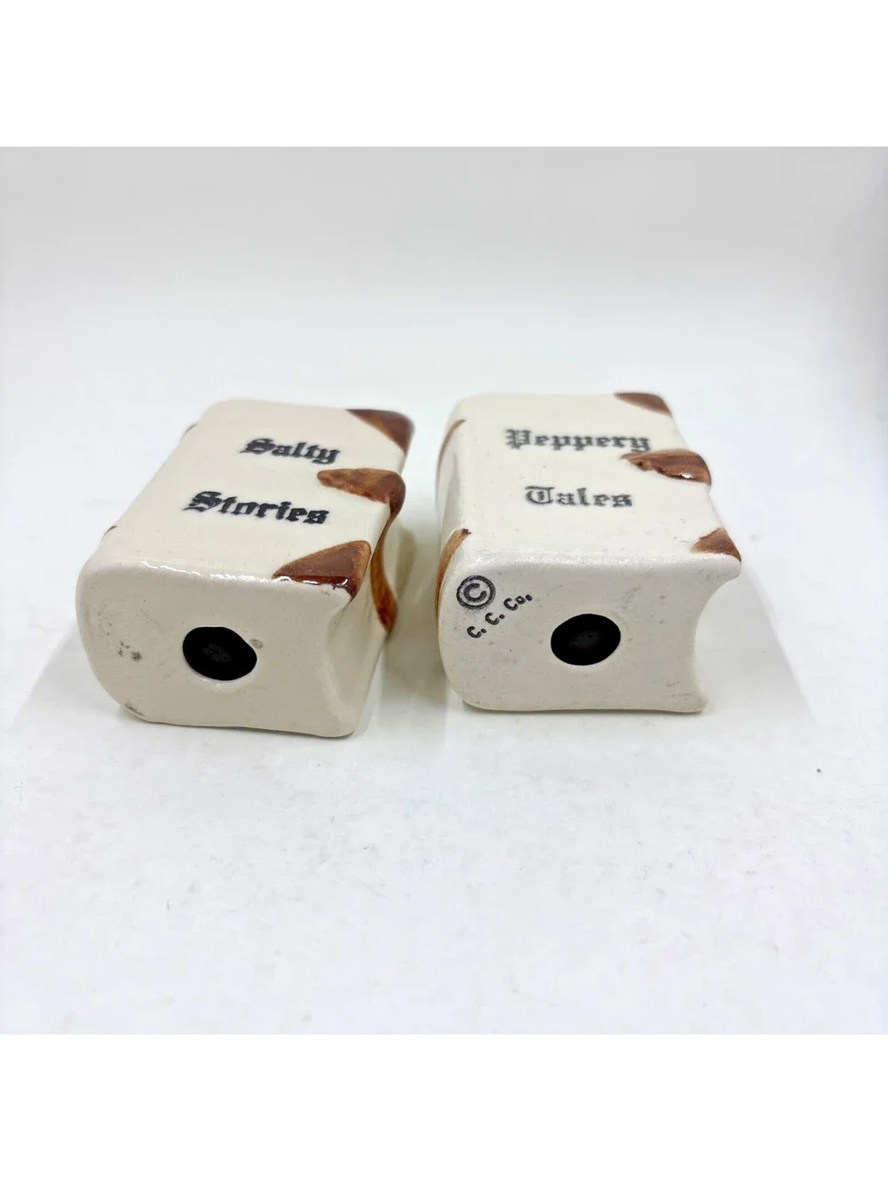 Salty Stories Peppery Tales Book Ceramic Salt Pepper Shakers JAPAN 1950 Vintage